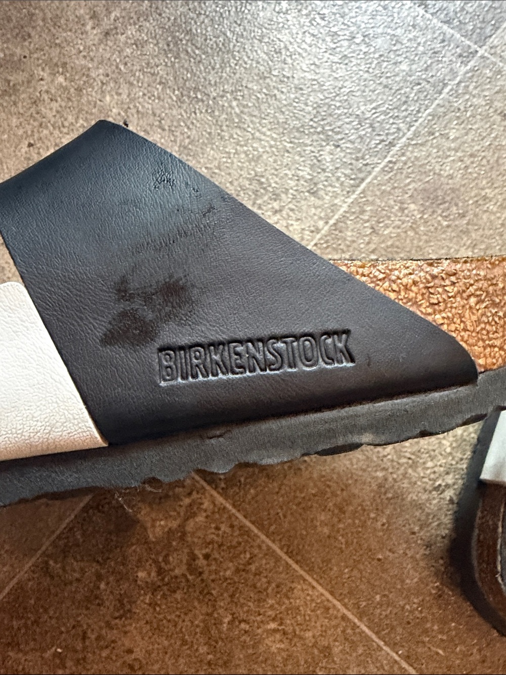 Birkenstock Black and White Two-Strap Slide Sandals - Picture 2 of 11